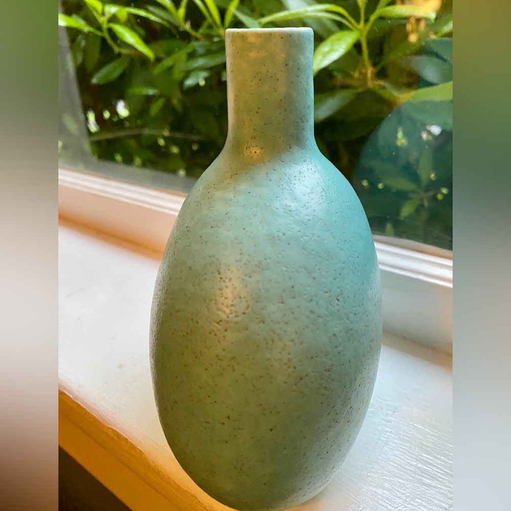 Jaru of California pottery vintage mcm speckled blue vase - Picture 4 of 7